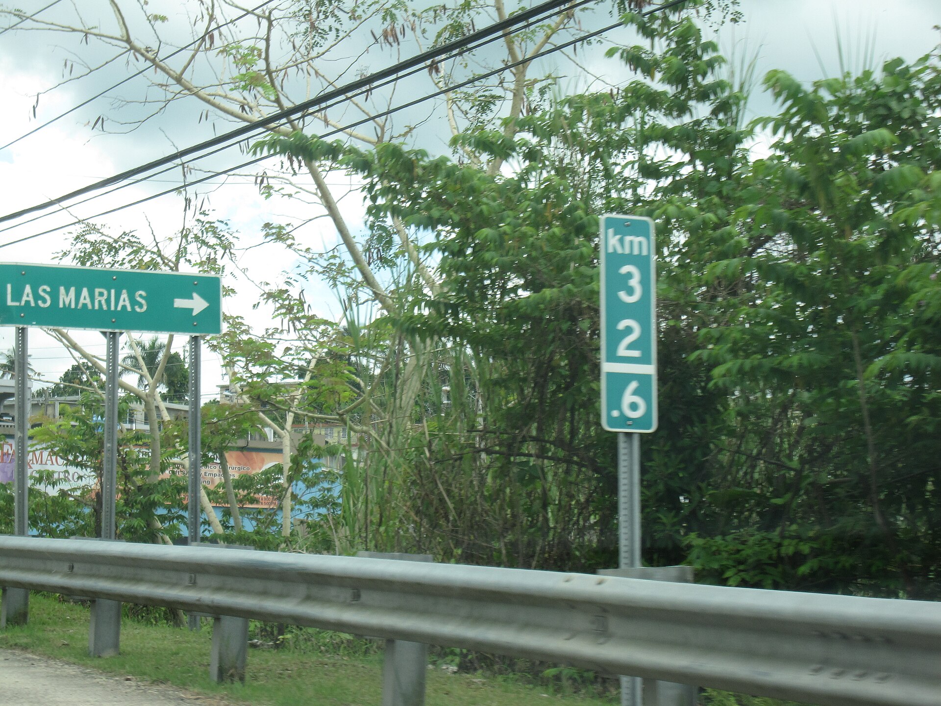 El letrero de bienvenida de Las Marías